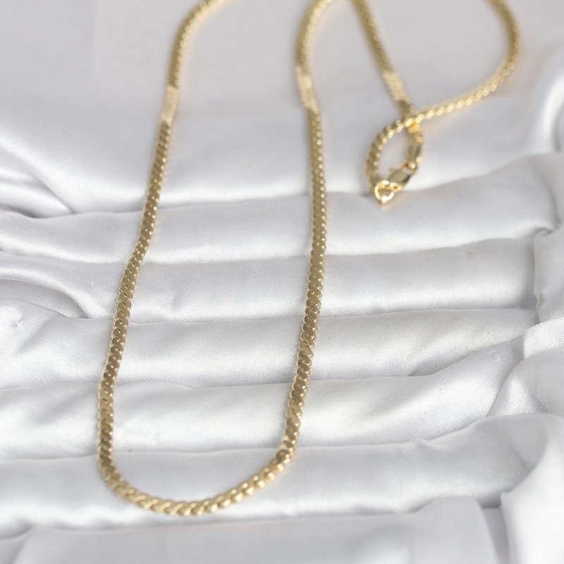 CM 14K Gold Renk Yassı Ezme Zincir Model 60 cm Kadın Kolye