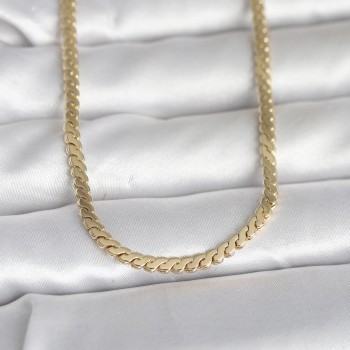 CM 14K Gold Renk Yassı Ezme Zincir Model 60 cm Kadın Kolye