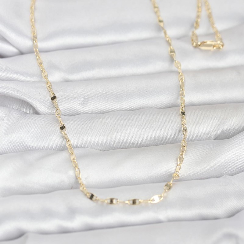 CM 14K Gold Renk Yassı Gemici Zincir Model 60 cm Kadın Kolye