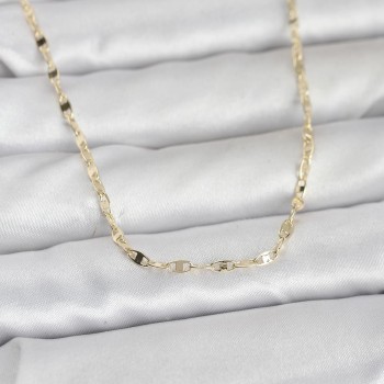CM 14K Gold Renk Yassı Gemici Zincir Model 60 cm Kadın Kolye