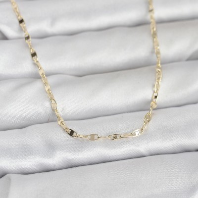 CM 14K Gold Renk Yassı Gemici Zincir Model 60 cm Kadın Kolye