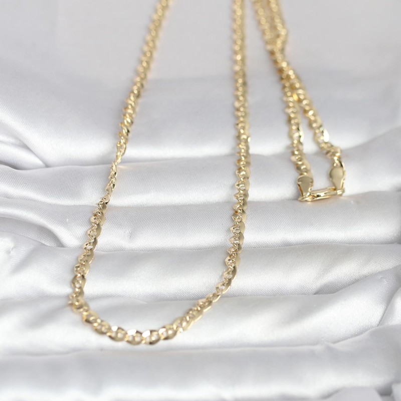 CM 14K Gold Renk Yassı Oval Zincirli Model 60 cm Kadın Kolye