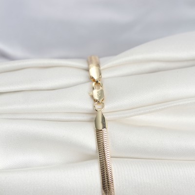 CM 14K Gold Renk Yassı Zincir Yılan Model Kadın Bileklik