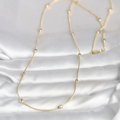 CM 14K Gold Renk Yılan Zincirli Damla Topçuk Model 60 cm Kadın Kolye