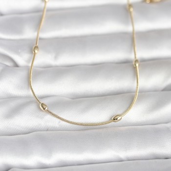 CM 14K Gold Renk Yılan Zincirli Damla Topçuk Model 60 cm Kadın Kolye