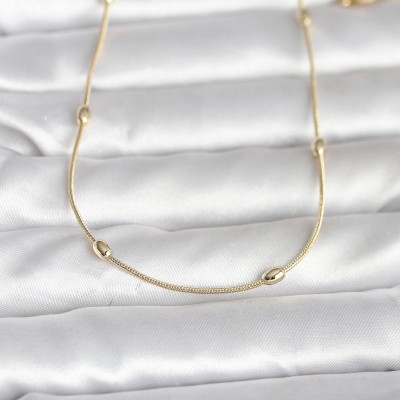 CM 14K Gold Renk Yılan Zincirli Damla Topçuk Model 60 cm Kadın Kolye