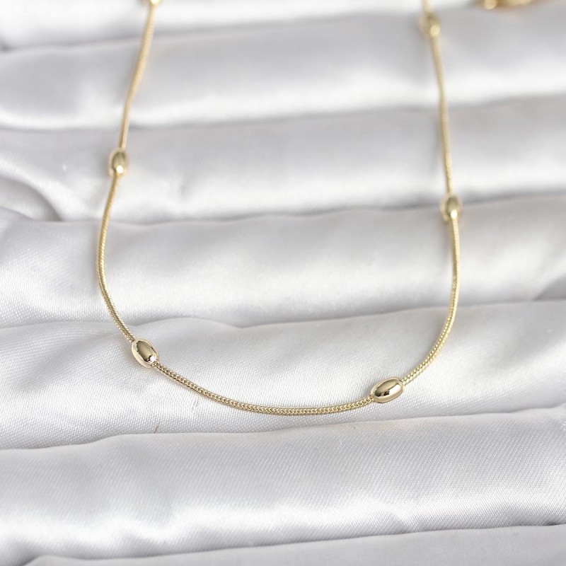 CM 14K Gold Renk Yılan Zincirli Damla Topçuk Model 60 cm Kadın Kolye