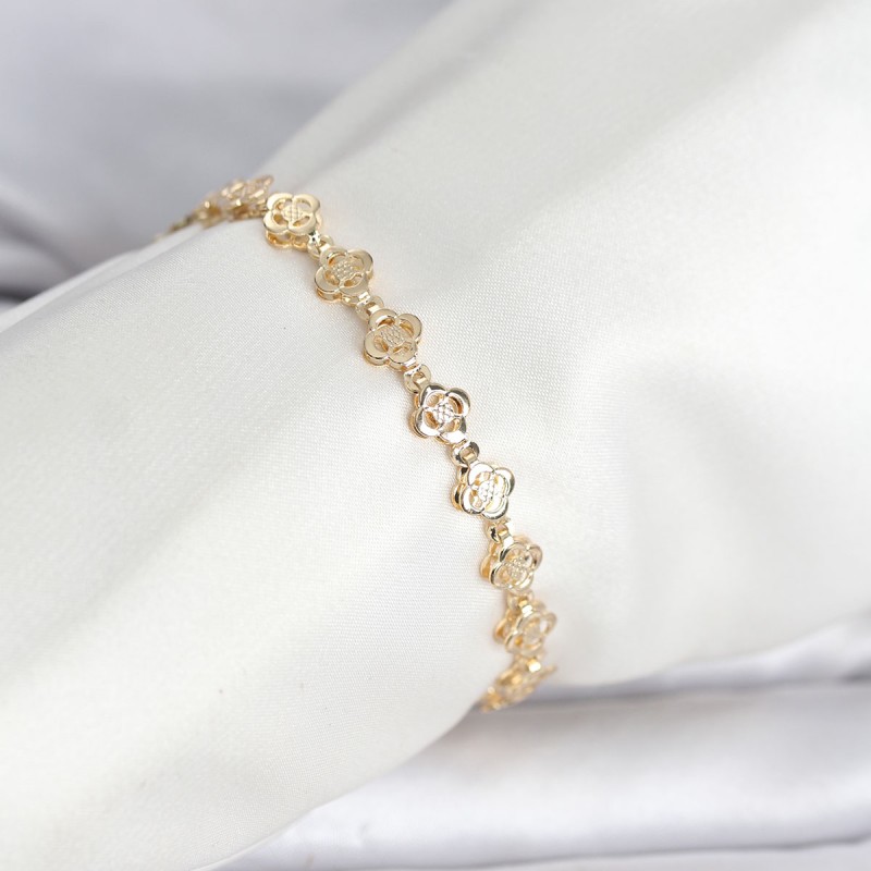 CM 14K Gold Renk Yonca Model Kadın Bileklik