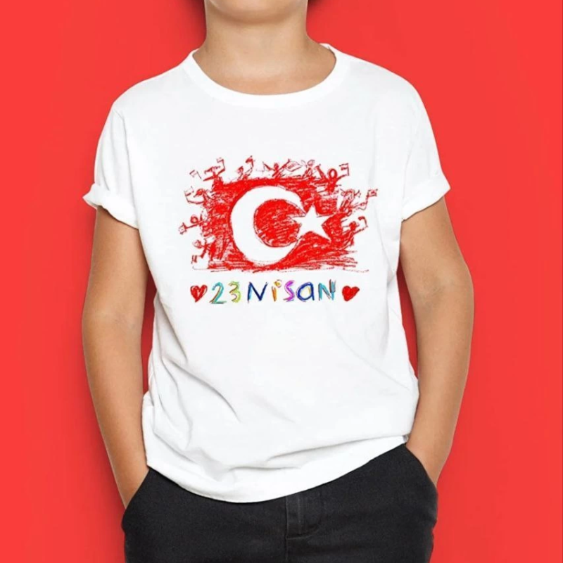 Çocuk Baskılı T-Shirt - Beyaz