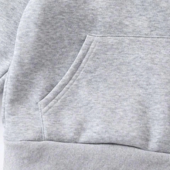 Çocuk   Kapüşonlu Kedicik Baskılı Pamuklu Sweatshirt - Gri