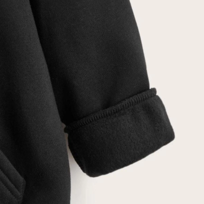 Çocuk   Kapüşonlu Ön ve Arka Blessed Baskılı Sweatshirt - Siyah