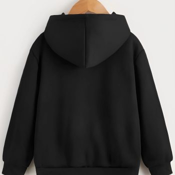 Çocuk   Kapüşonlu Tatlı Kedi Baskılı Sweatshirt - Siyah