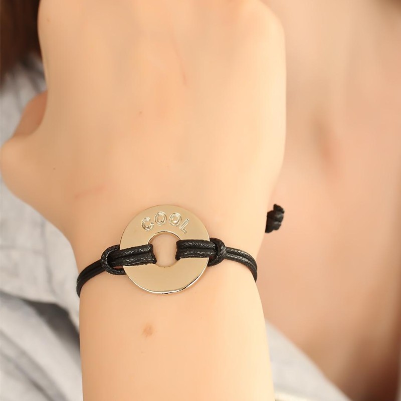 COOL (Havalı) Siyah Deri İpli Unisex Mood Bileklik