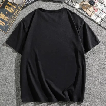 Dağ Grafikli Tişört, Yaz için Büyük Beden Rahat T-shirt - Siyah -