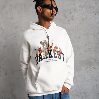 DANKES Baskılı Kapüşonlu Sweat - Beyaz -