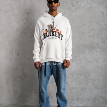 DANKES Baskılı Kapüşonlu Sweat - Beyaz -