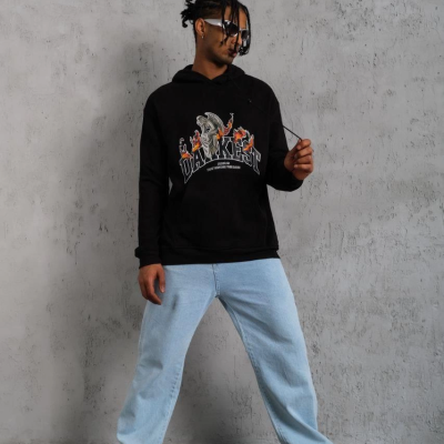 DANKES Baskılı Kapüşonlu Sweat - Siyah -