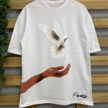 Dijital Baskılı T-Shirt - Beyaz