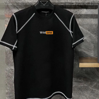 Dikişli Baskılı Oversize T-Shirt - Siyah -