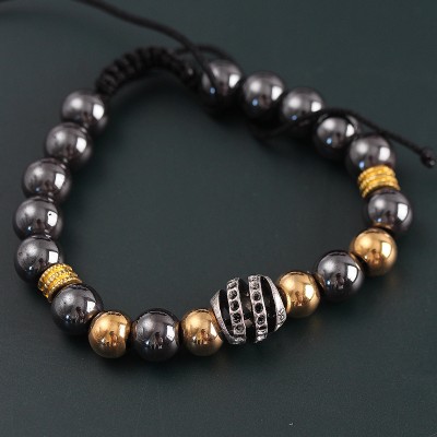 Doğal Taş Sarmal Model Gold Ve Füme Renk Asansörlü Erkek Bileklik