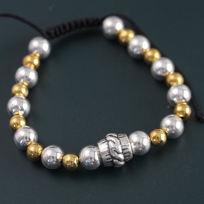 Doğal Taş Sarmal Model Gold Ve Gümüş Renk Asansörlü Erkek Bileklik