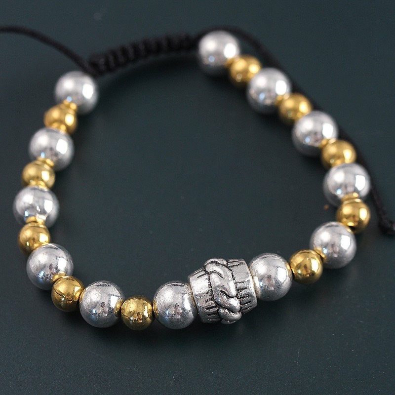 Doğal Taş Sarmal Model Gold Ve Gümüş Renk Asansörlü Erkek Bileklik