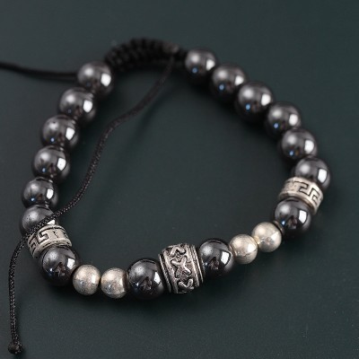 Doğal Taş X Model Antrasit Renk Asansörlü Erkek Bileklik