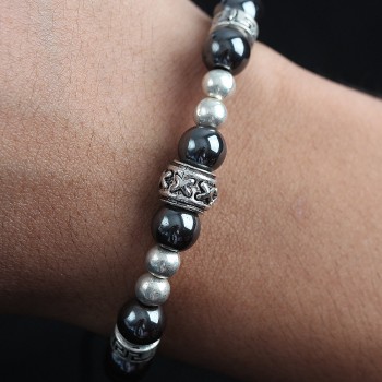 Doğal Taş X Model Antrasit Renk Asansörlü Erkek Bileklik