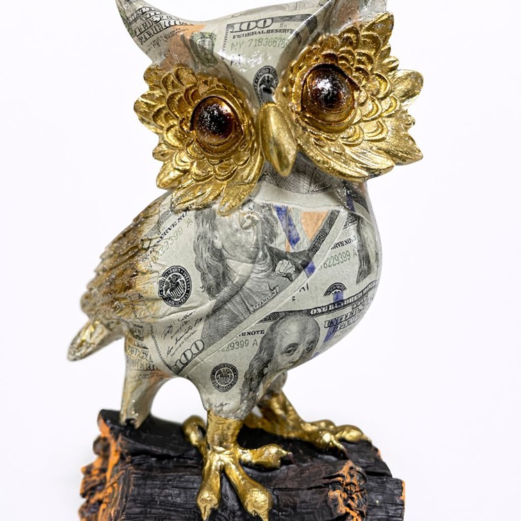 Dolar Baskılı Özel Tasarım Polyester Baykuş - 17x10 cm 