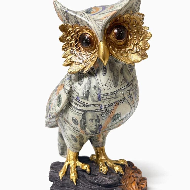 Dolar Baskılı Özel Tasarım Polyester Baykuş - 22x13 cm 