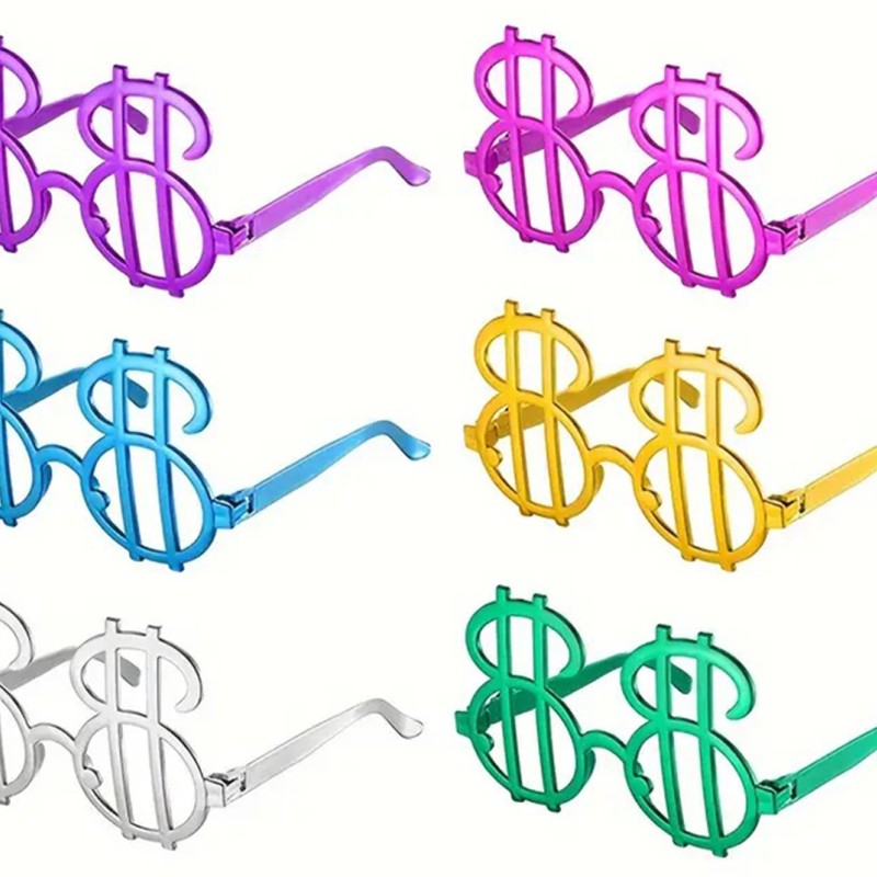 Dolar Şekilli Metalize Parti Gözlüğü 6 Adet