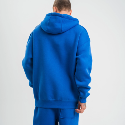 Double Oversize Kapşonlu Basic SweatShirt - Mavi -