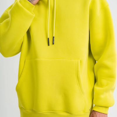 Double Oversize Kapşonlu Basic SweatShirt - Sarı -
