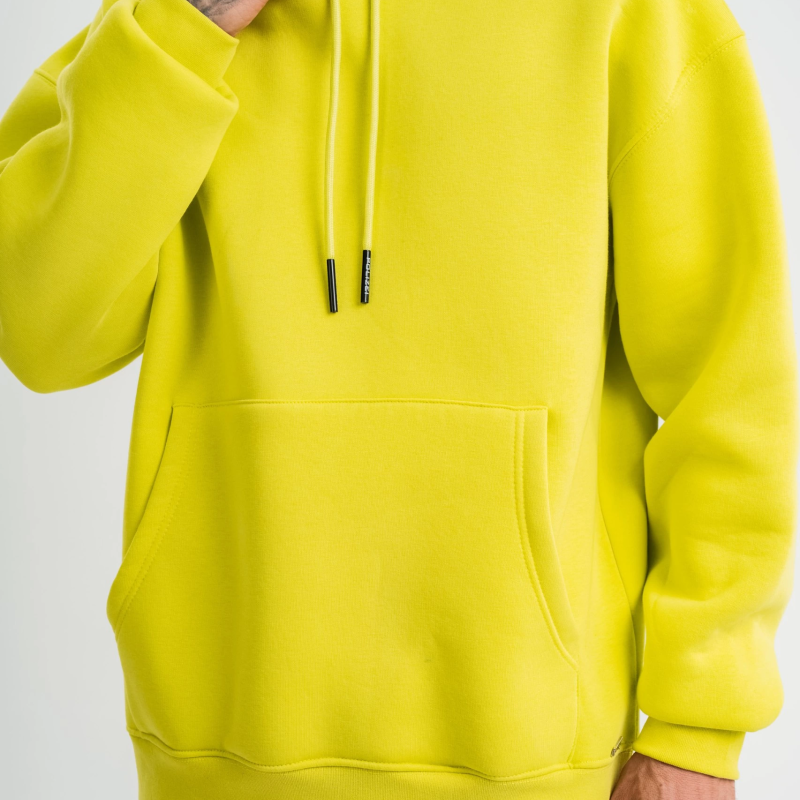 Double Oversize Kapşonlu Basic SweatShirt - Sarı -