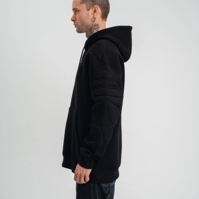 Double Oversize Kapşonlu Nakışlı SweatShirt - Siyah