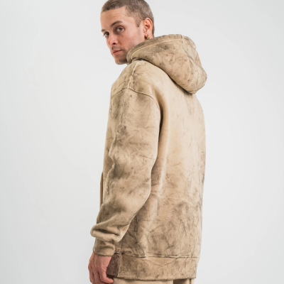 Double Oversize Kapşonlu Yıkamalı SweatShirt - Bej -