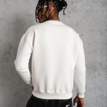Düz Bisiklet Yaka Sweat - Beyaz