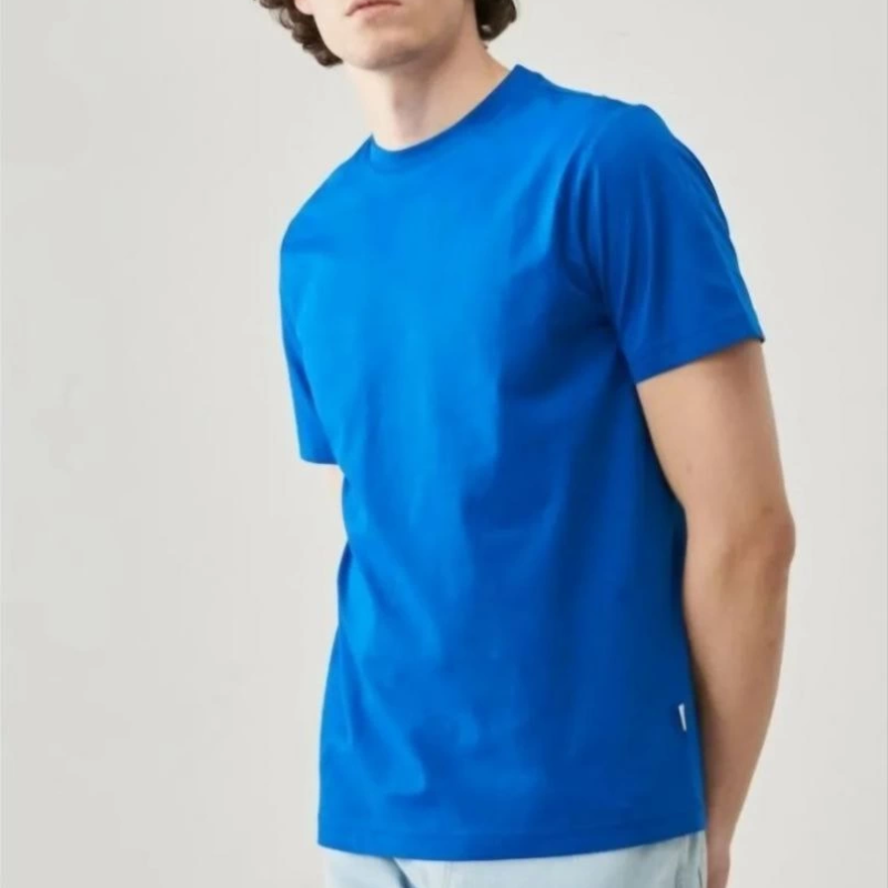 Düz Biskilet Yaka Oversize T-shirt - Mavi -