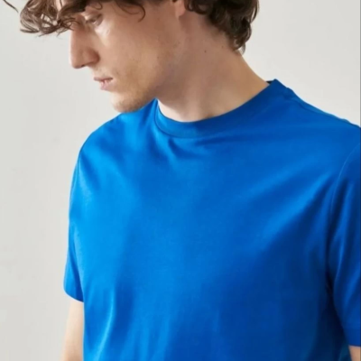 Düz Biskilet Yaka Oversize T-shirt - Mavi -