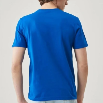 Düz Biskilet Yaka Oversize T-shirt - Mavi -