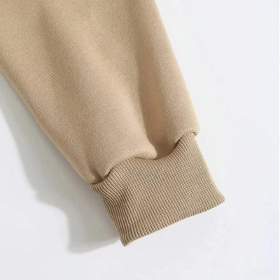 Düz Kapüşonlu Sweat - Bej -