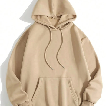 Düz Kapüşonlu Sweat - Bej -