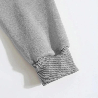 Düz Kapüşonlu Sweat - Boyalı Gri -