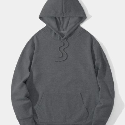 Düz Kapüşonlu Sweat - Füme