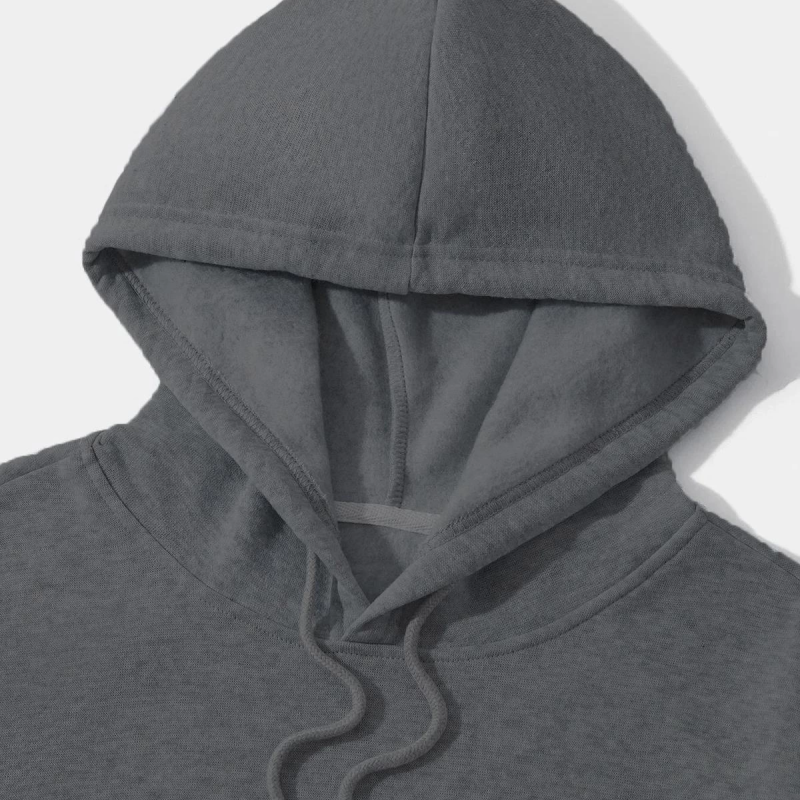 Düz Kapüşonlu Sweat - Füme