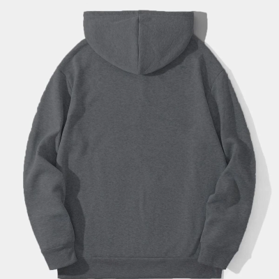 Düz Kapüşonlu Sweat - Füme