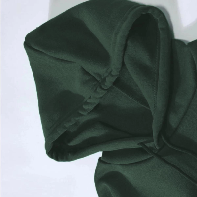 Düz Kapüşonlu Sweat - Koyu Yeşil
