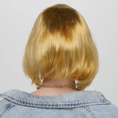 Düz Kesim Küt Parti Peruğu Altın Renk