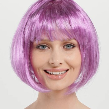 Düz Kesim Küt Parti Peruğu Rose Pembe