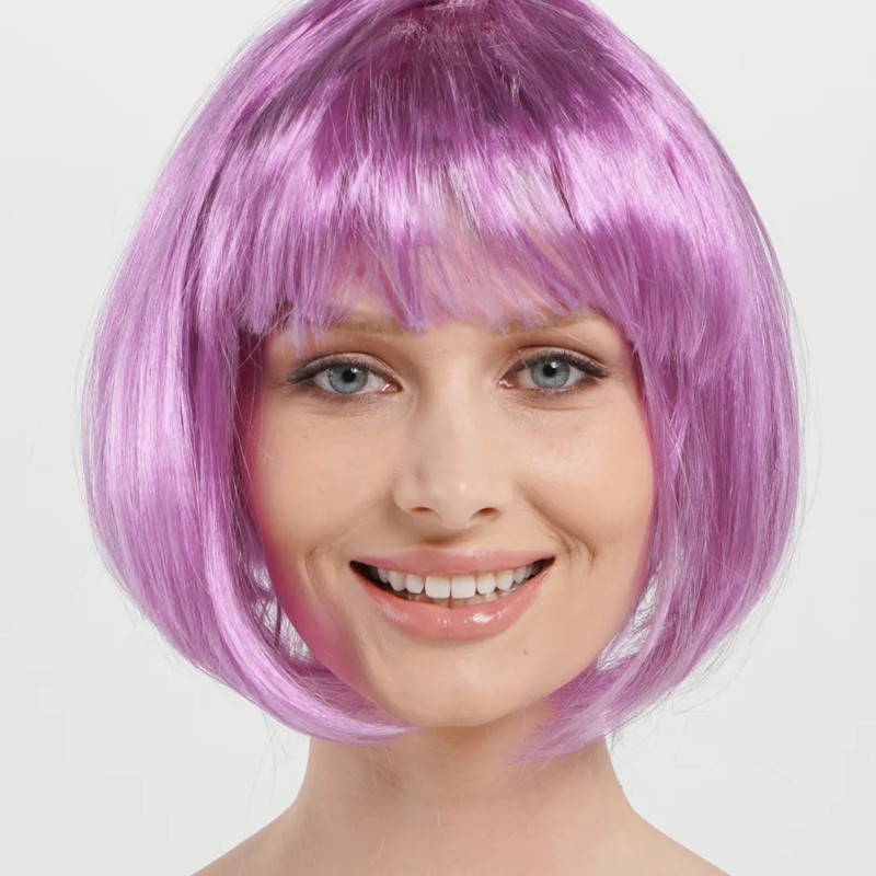 Düz Kesim Küt Parti Peruğu Rose Pembe